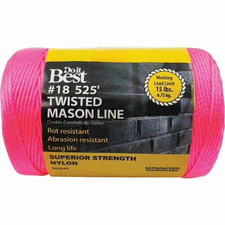 ALL-SOURCE 525 Ft. Fluorescent Pink Twisted Nylon Mason Line 360643